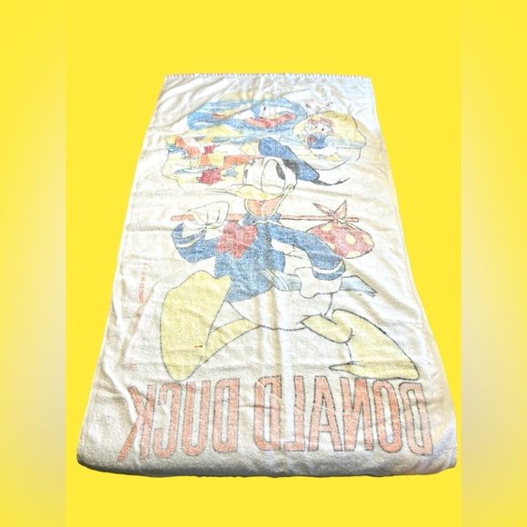 Vintage Franco Donald Duck Beach Towel Terry Cotton 48” X 26” Disney 1980s - Picture 7 of 9